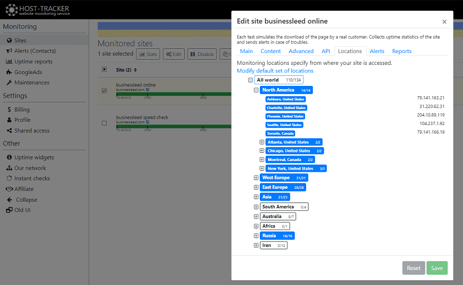 Multi-regional website monitoring routines and tools