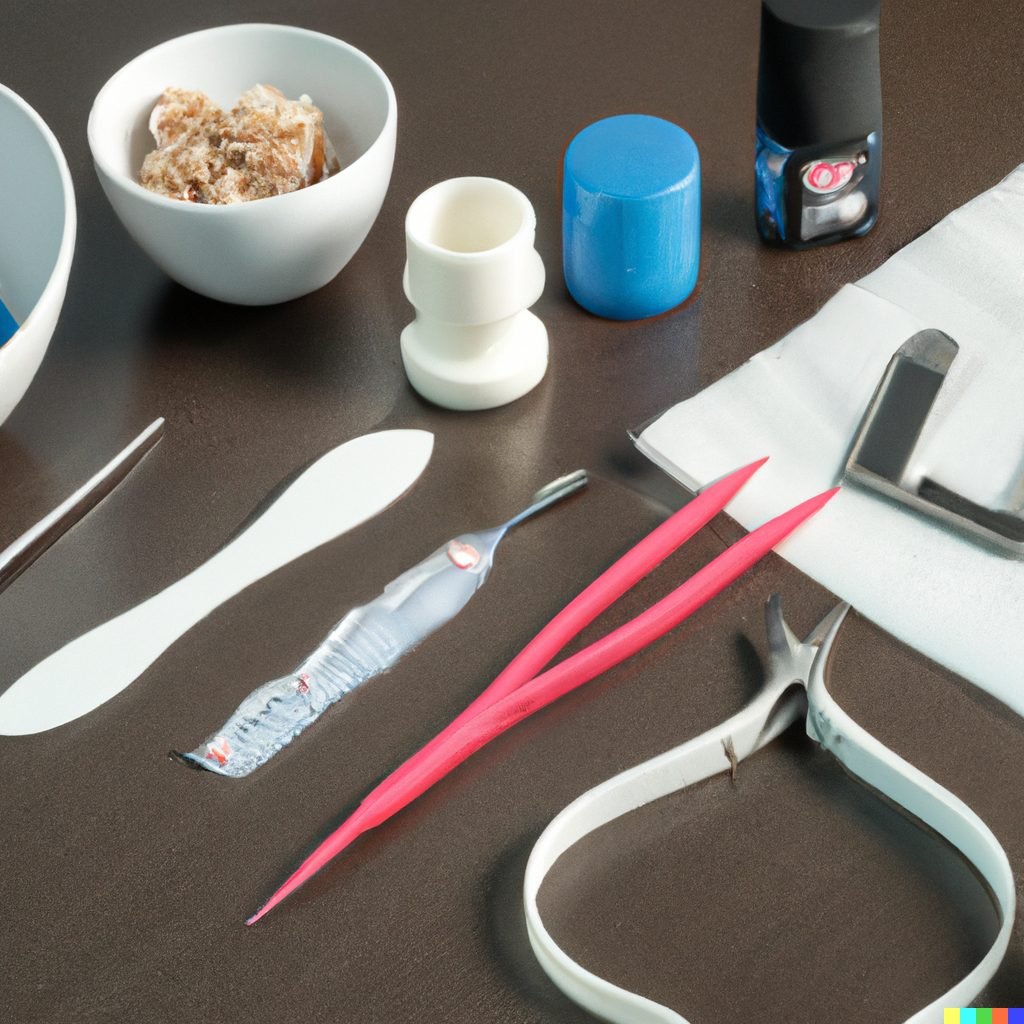 Different tools used for the removal of acrylic nails