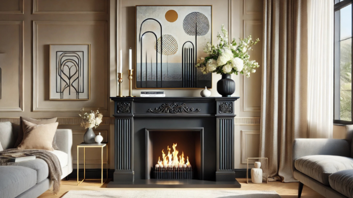 Black Fireplace Mantel